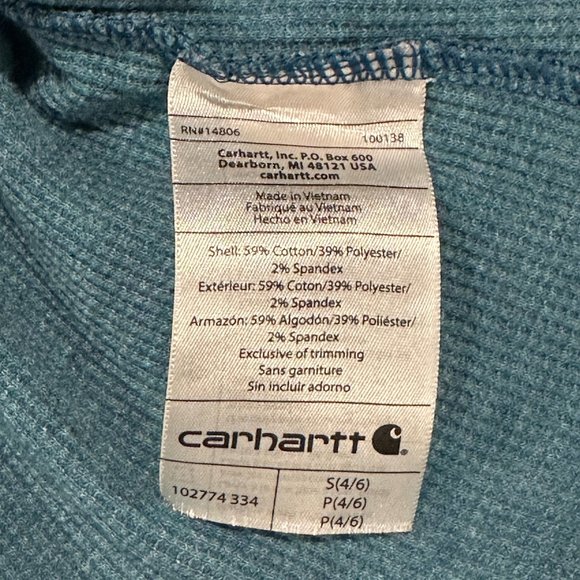 Carhartt Relaxed Fit Heavyweight Long-Sleeve Hooded Thermal Shirt | Size 4/6 - Picture 4 of 5